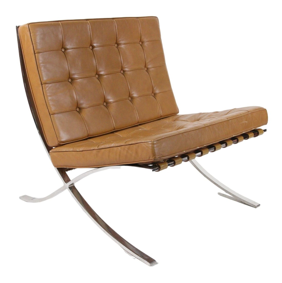 KNOLL BARCELONA CHAIR STAINLESS / TAN VOLO LEATHER (1 of 5)