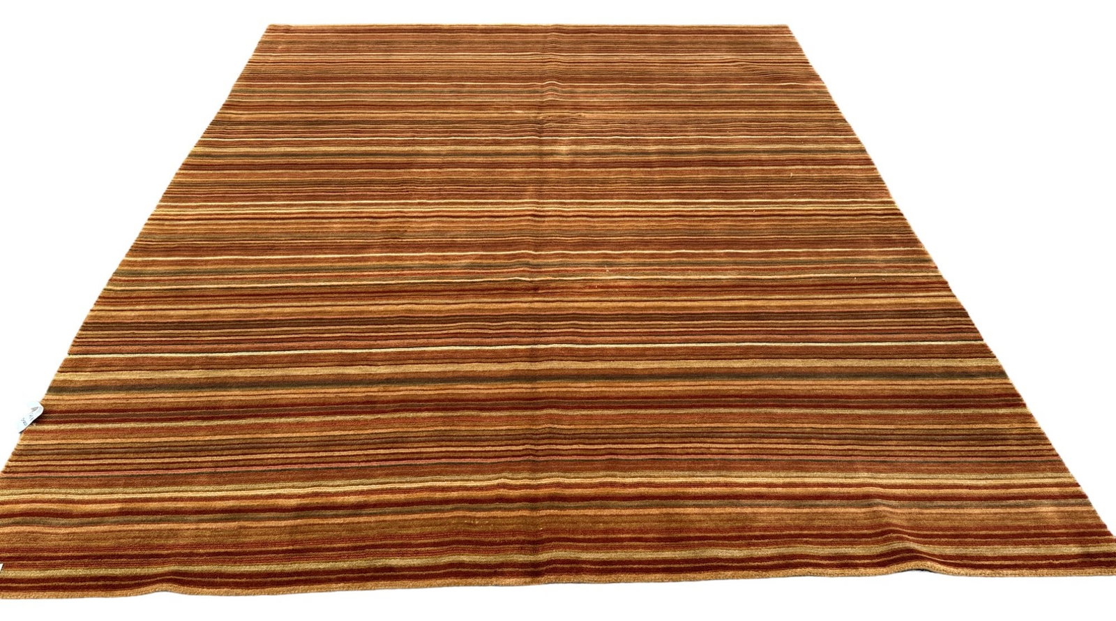 INDO NEPAL STRIPED INDIAN RUG: INDO NEPAL STRIPED INDIAN RUG. Height: 119 in. by Width: 99 in.