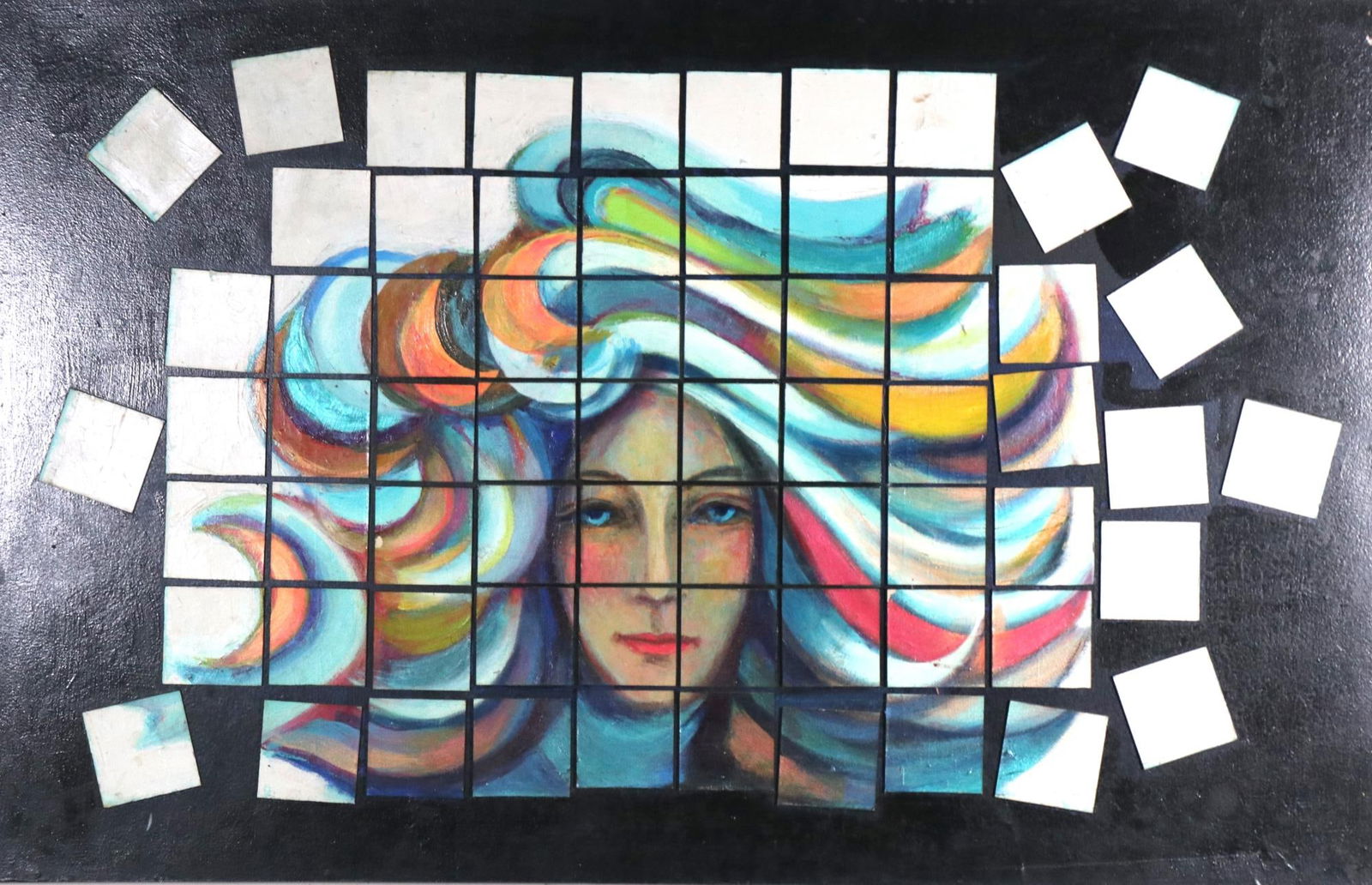 DAVID ADICKES" MY SQUARE LADY ART" ACRYLIC ON PANEL, 2007: DAVID ADICKES" MY SQUARE LADY ART" ACRYLIC ON PANEL, 2007. Height: 36 in. by Width: 56 in.