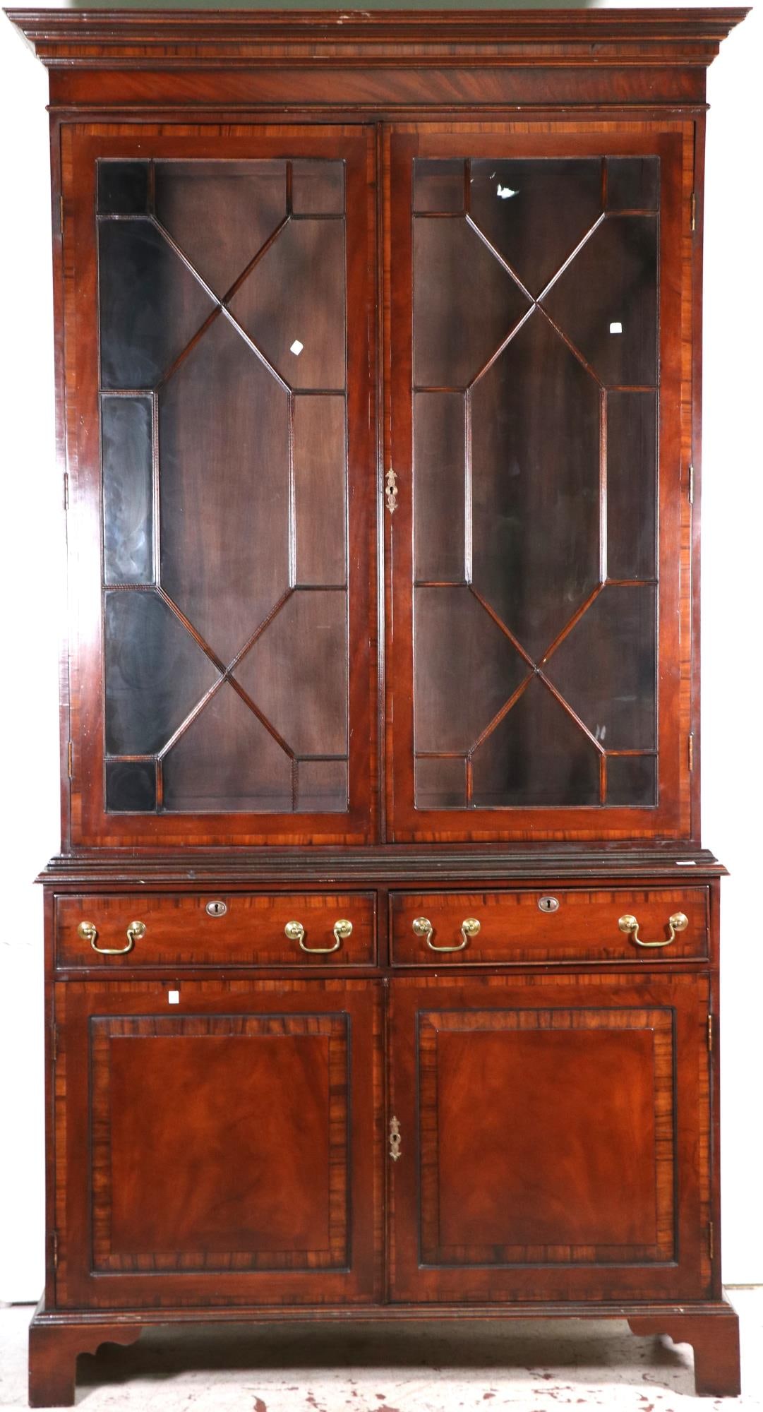 19th CENTURY ENGLISH MAHOGANY BOOKCASE CABINET (1 of 4)
