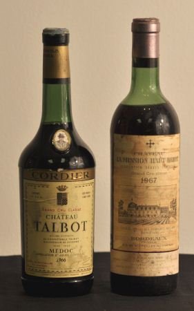 ONE 1966 CHATEAU TALBOT & ONE 1967 LA MISSION: ONE 1966 CHATEAU TALBOT AND 1967 LA MISSION HAUT BRION BORDEAUX.