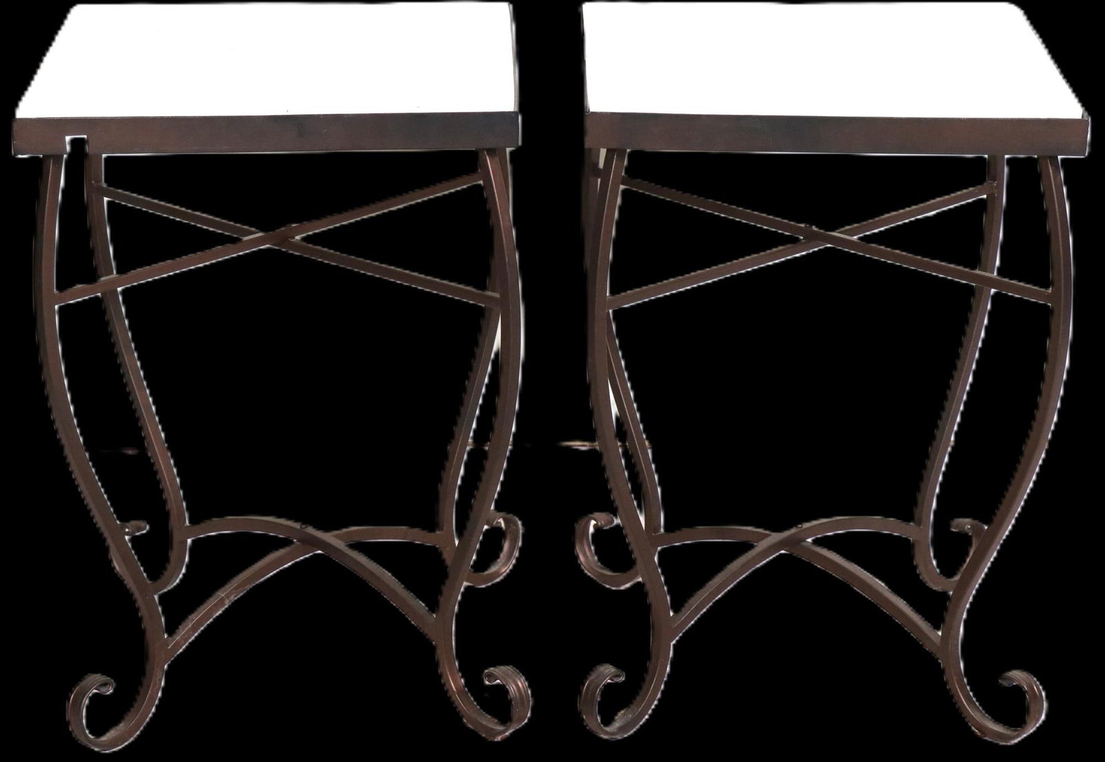 PAIR OF MARBLE TOP END TABLES: PAIR OF MARBLE TOP END TABLES Height: 23 in. by Width: 16 in. by Depth: 16 in