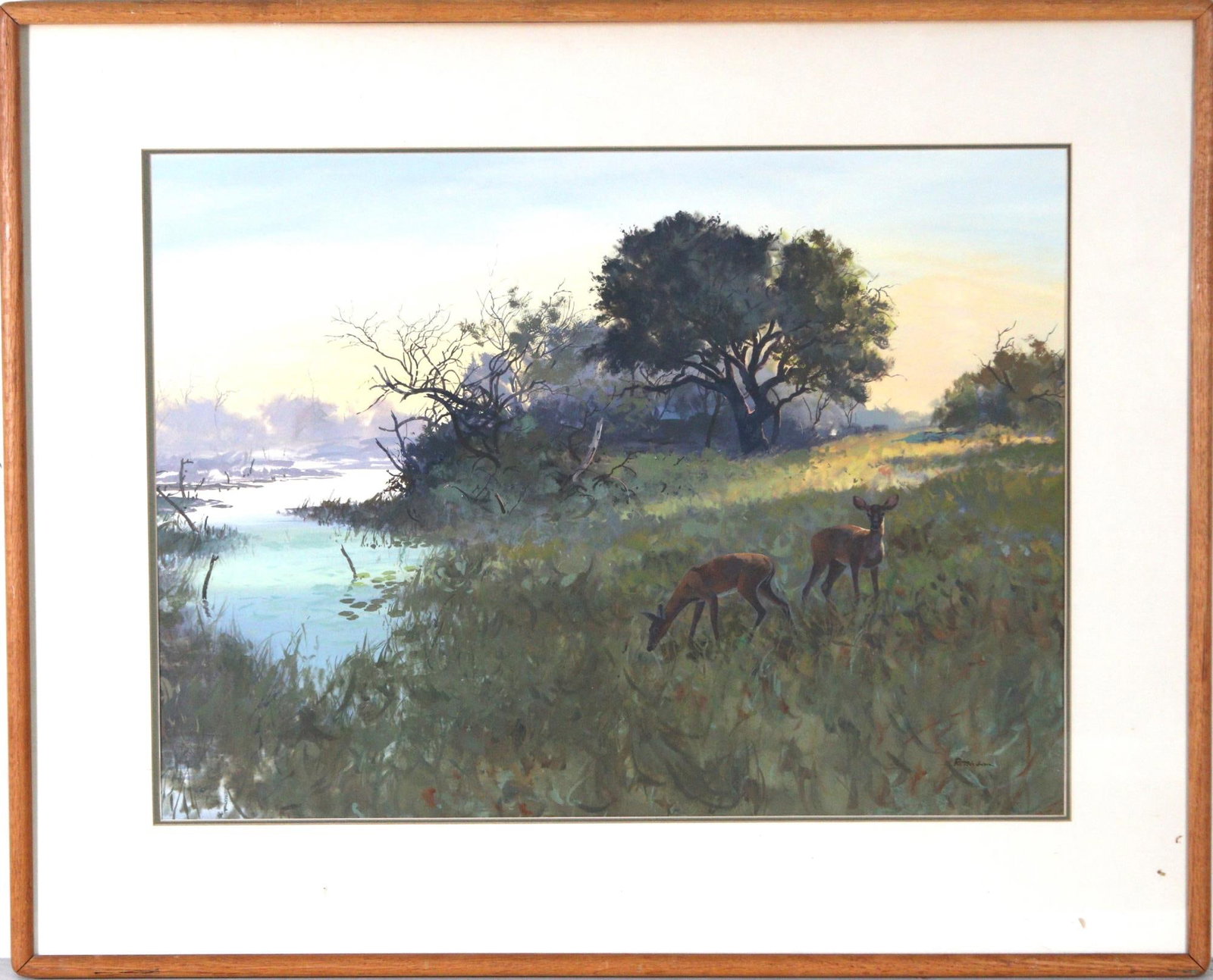 ROBINSON DEER WATERCOLOR: ROBINSON DEER WATERCOLOR Height: 31.5 in. by Width: 39 in.