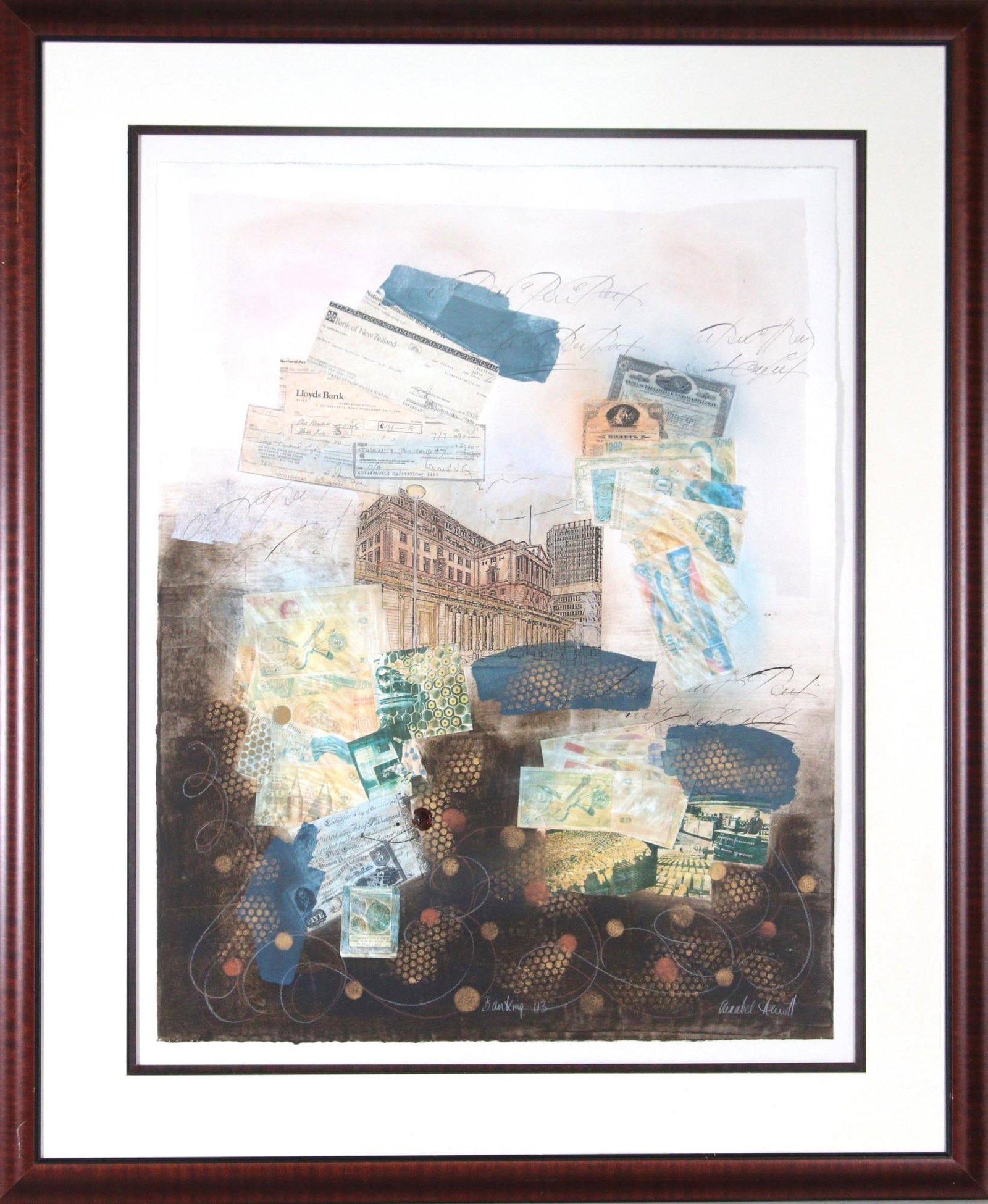 BANKING COLLAGE PRINT: BANKING COLLAGE PRINT Height: 53 in. by Width: 43.5 in.