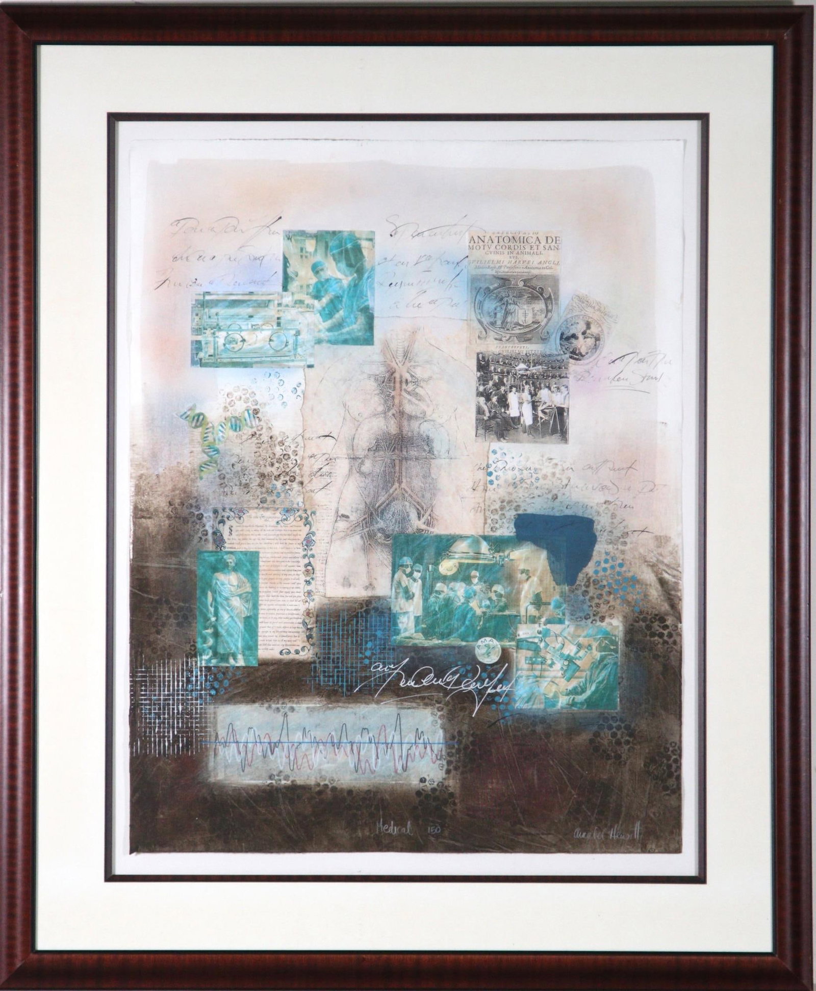 LARGE MEDICAL COLLAGE PRINT: LARGE MEDICAL COLLAGE PRINT. Height: 53 in. by Width: 43.5 in.