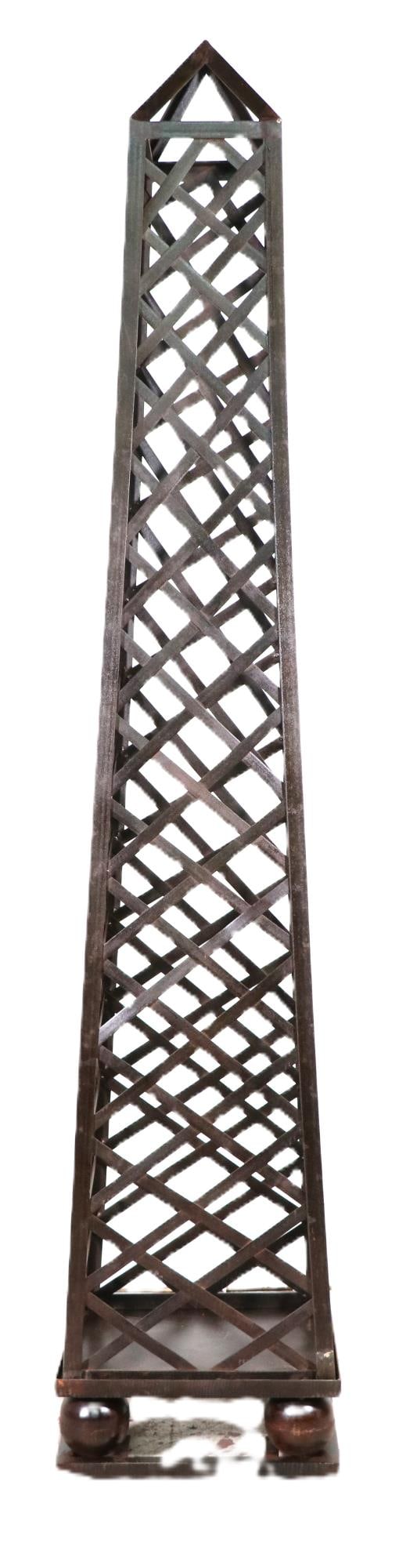 METAL OBELISK GARDEN TRELLIS: METAL OBELISK GARDEN TRELLIS. Height: 80 in. by Width: 15 in. by Depth: 15 in.