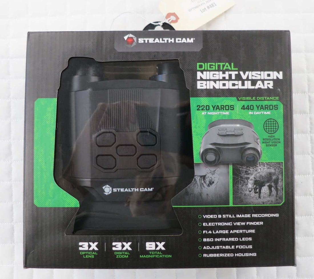 DIGITAL NIGHT VISION BY STEALTH CAM: DIGITAL NIGHT VISION BY STEALTH CAM. F1.4 LARGE APERTURE, ADJUSTABLE 3X FOCUS, STILL AND VIDEO RECORDING. NEW IN BOX.