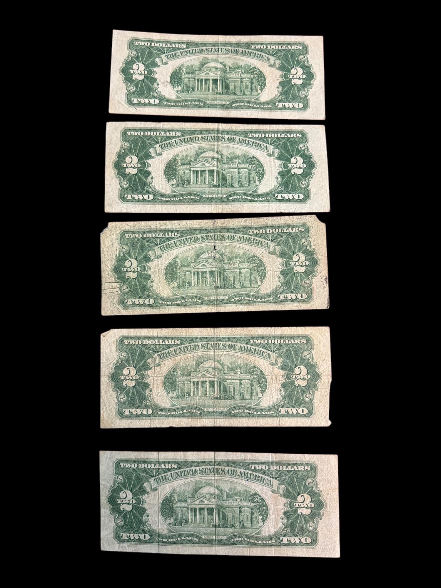 5 2 DOLLAR BILLS RED STAMP: 5 2 DOLLAR BILLS RED STAMP 3 1963 1 1953 A 1 1953 B