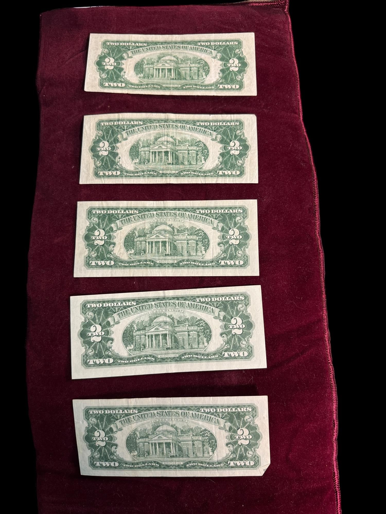 5 2 DOLLAR BILLS RED STAMP: 5 2 DOLLAR BILLS RED STAMP 2 1976 1963 A 1953 A 1953