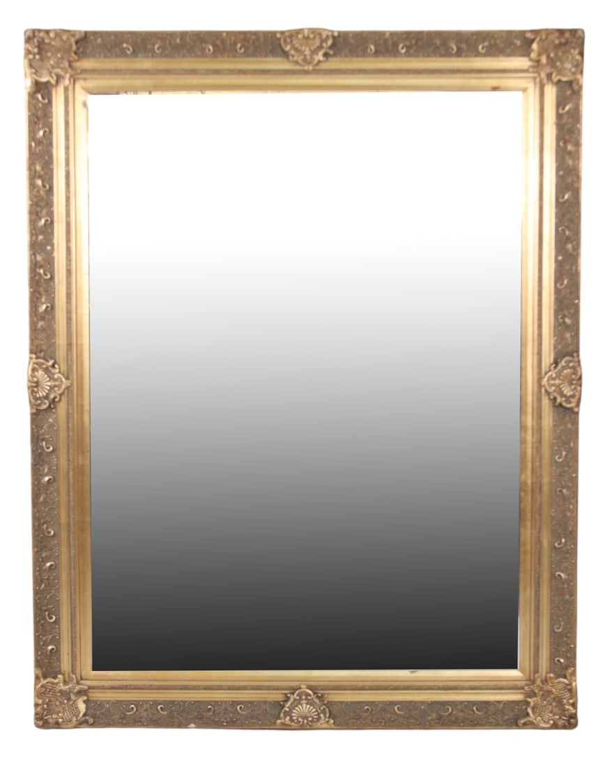 CARVED & GILT FRAMED BEVELED GLASS MIRROR (1 of 5)