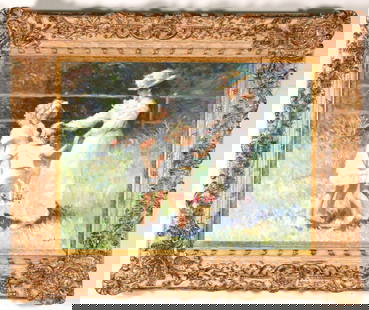 AFTER RICHARD ZOLAN "RING AROUND THE SKY' PAINTING: AFTER RICHARD ZOLAN (AMERICAN 1930-2001) "RING AROUND THE SKY' OIL ON CANVAS PAINTING. Height: 45 in. by Width: 55 in. by Depth: 5 in.