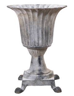 NEOCLASSICAL STYLE CAST IRON PLANTER: NEOCLASSICAL STYLE CAST IRON PLANTER. Height: 23.5 in. by Width: 17 in. by Depth: 17 in.