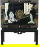 ORIENTAL BLACK LAQUER CABINET MADE IN SPAIN
