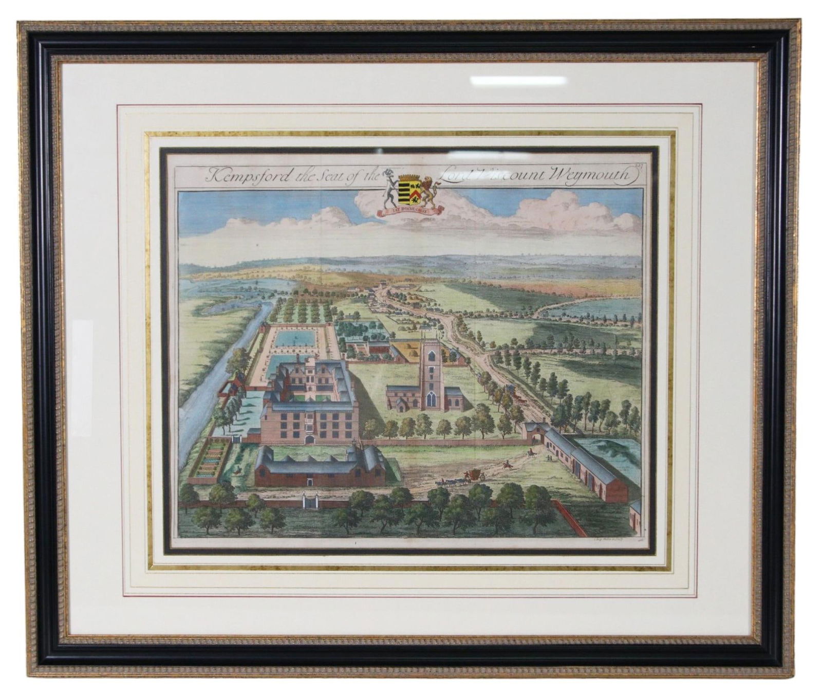 JOHANNES KIP HAND COLORED ENGRAVING LONDON ESTATE (1 of 5)