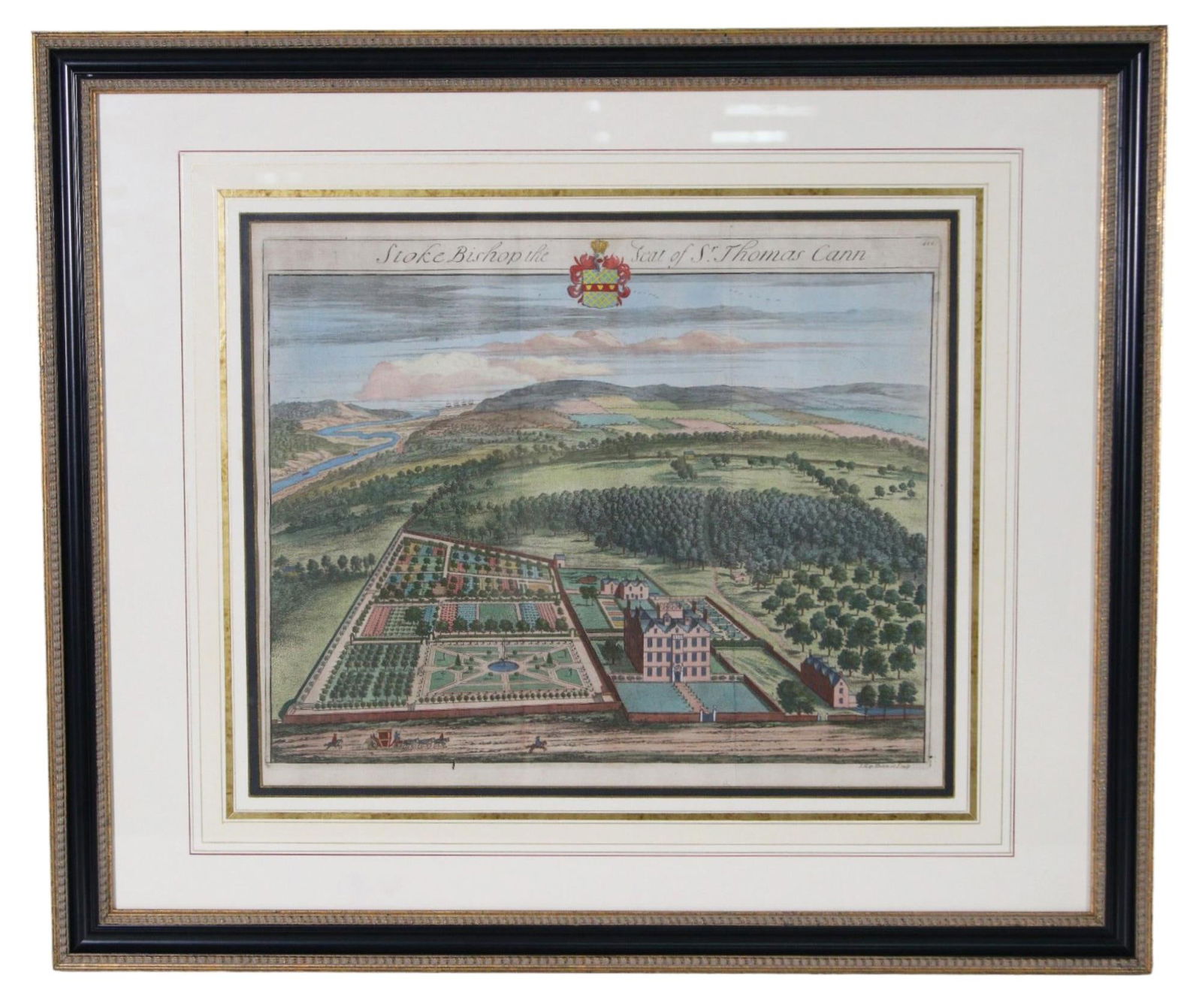 JOHANNES KIP HAND COLORED ENGRAVING LONDON ESTATE (1 of 6)