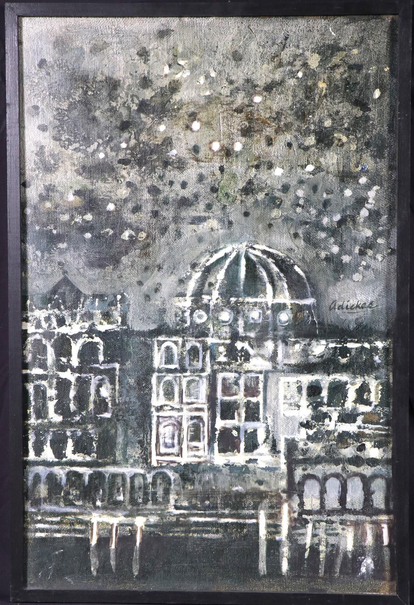 DAVID ADICKES - VENETIAN NIGHT- GICLEE PRINT: DAVID ADICKES VENETIAN NIGHT GICLEE PRINT. Height: 37 in. by Width: 25 in.