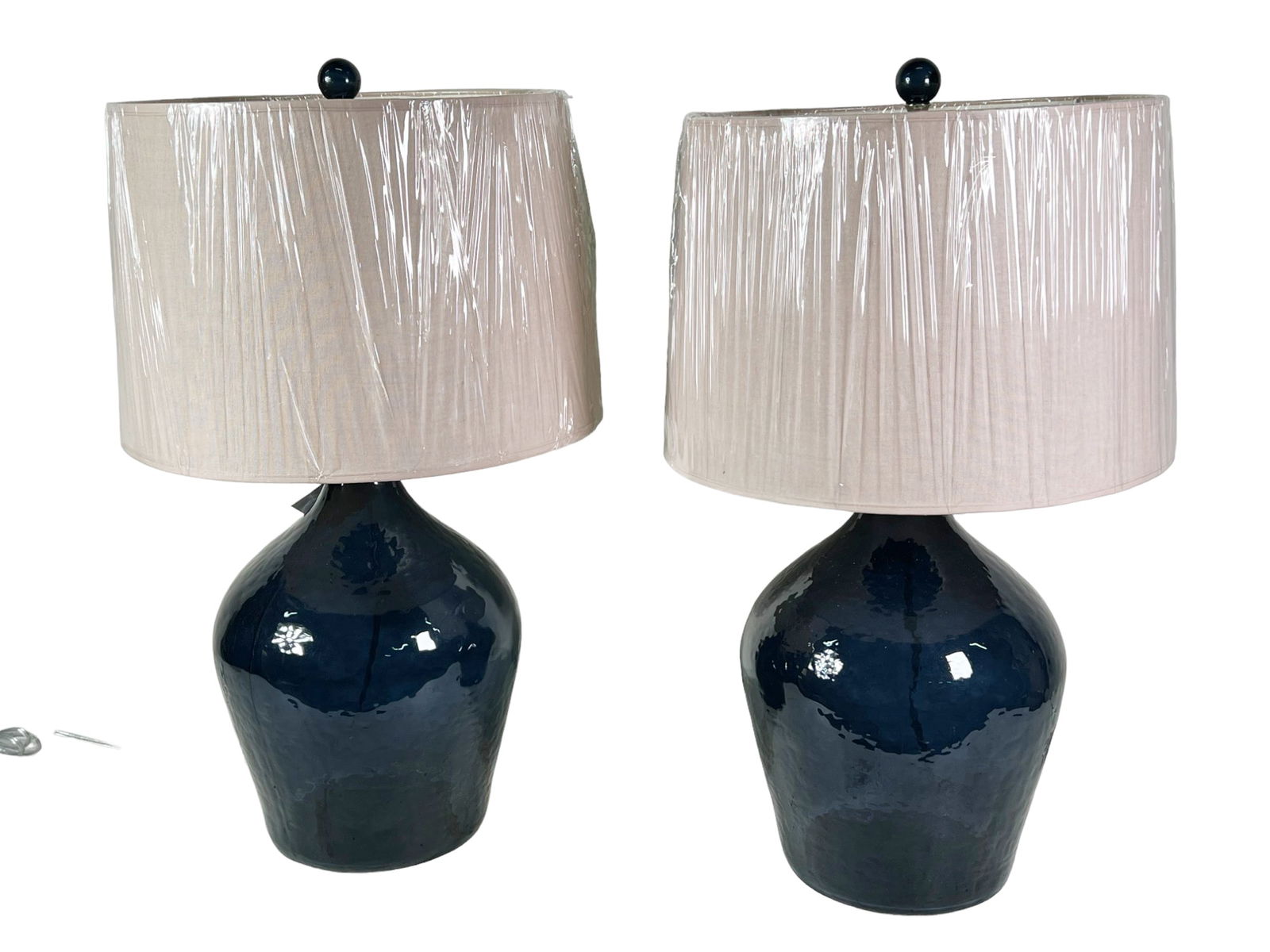 PAIR OF COBALT BLUE TABLE LAMPS (1 of 3)