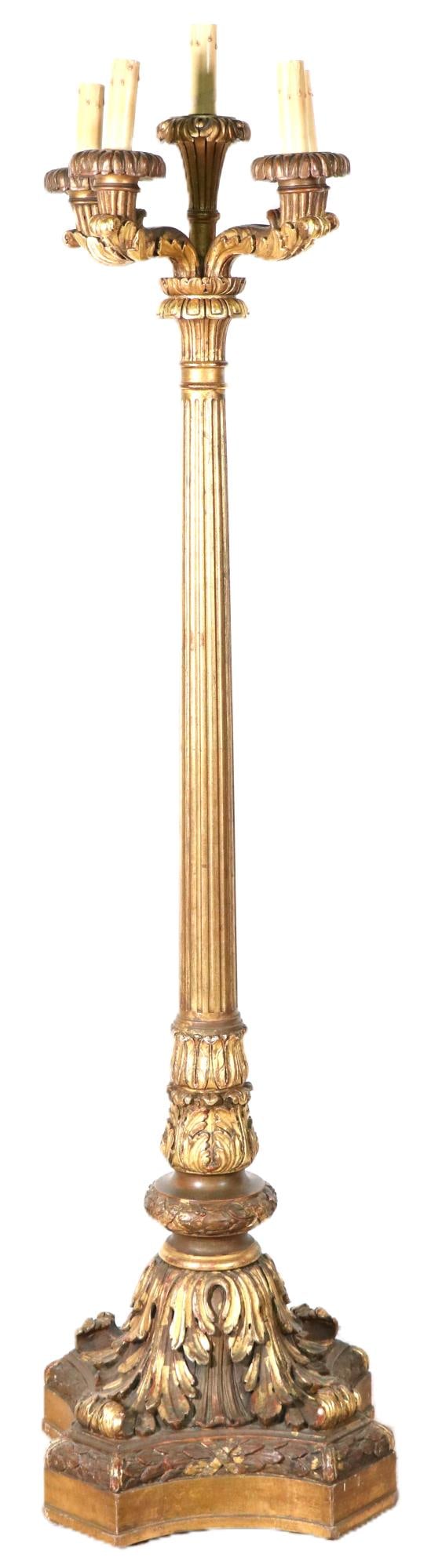 19th CENTURY CARVED & GILDED FLOOR LAMP (1 of 5)