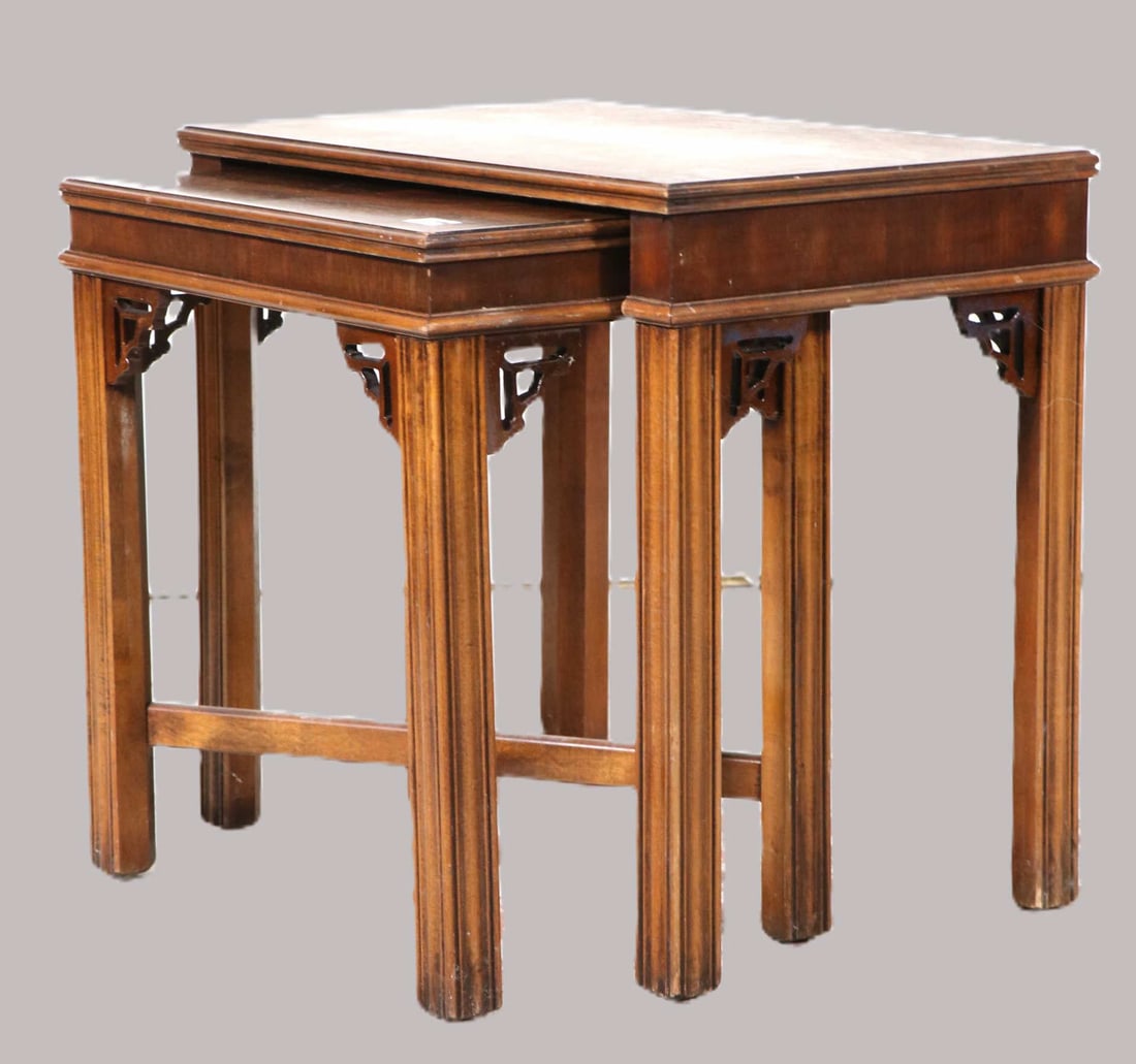 CHIPPENDALE NEST OF TABLES BY LANE: CHIPPENDALE NEST OF TABLES BY LANE. Height: 22 in. by Width: 24 in. by Depth: 16 in.