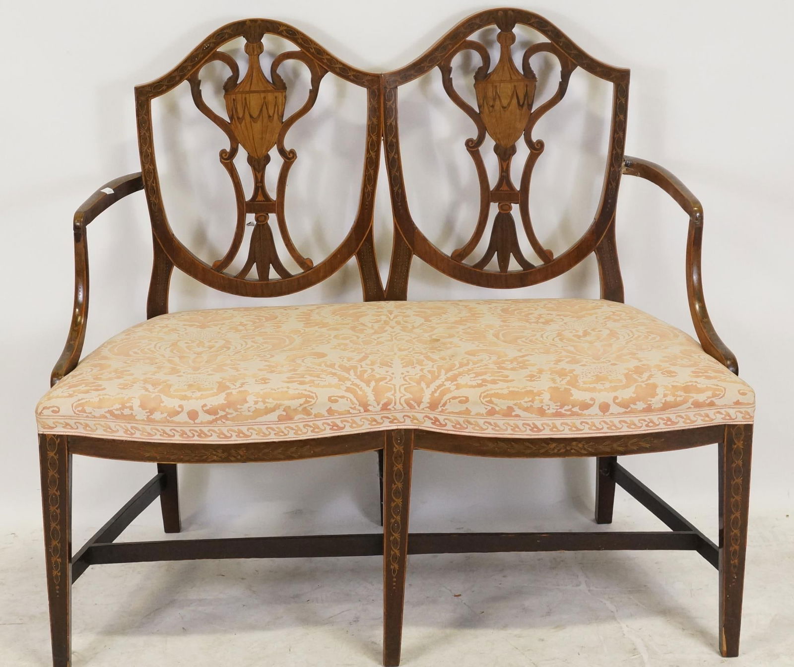18th CENTURY HEPPLEWHITE INLAID SHIELDBACK SETTEE (1 of 5)