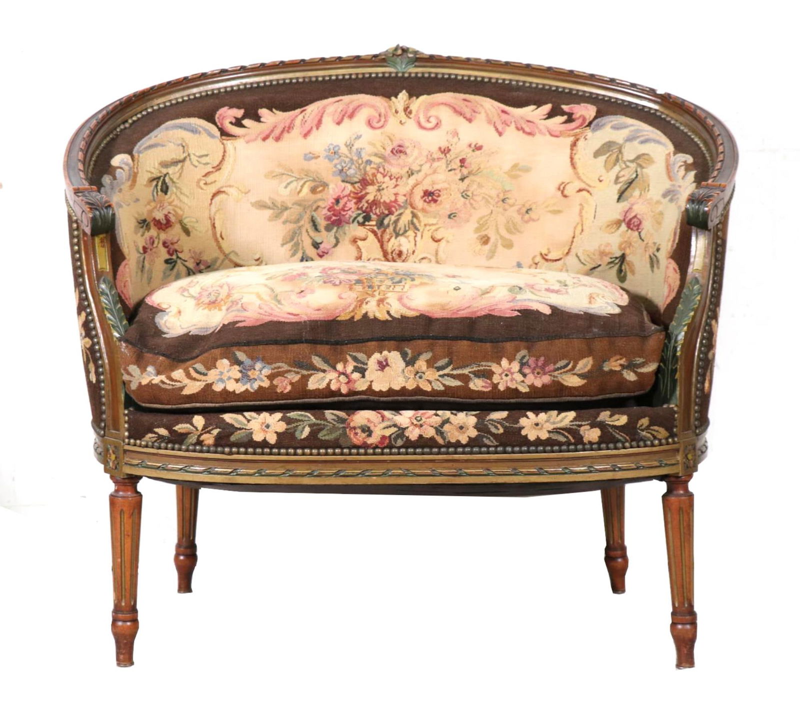 18th C. LOUIS XVI NEEDLEPOINT COVERED SETTEE (1 of 7)