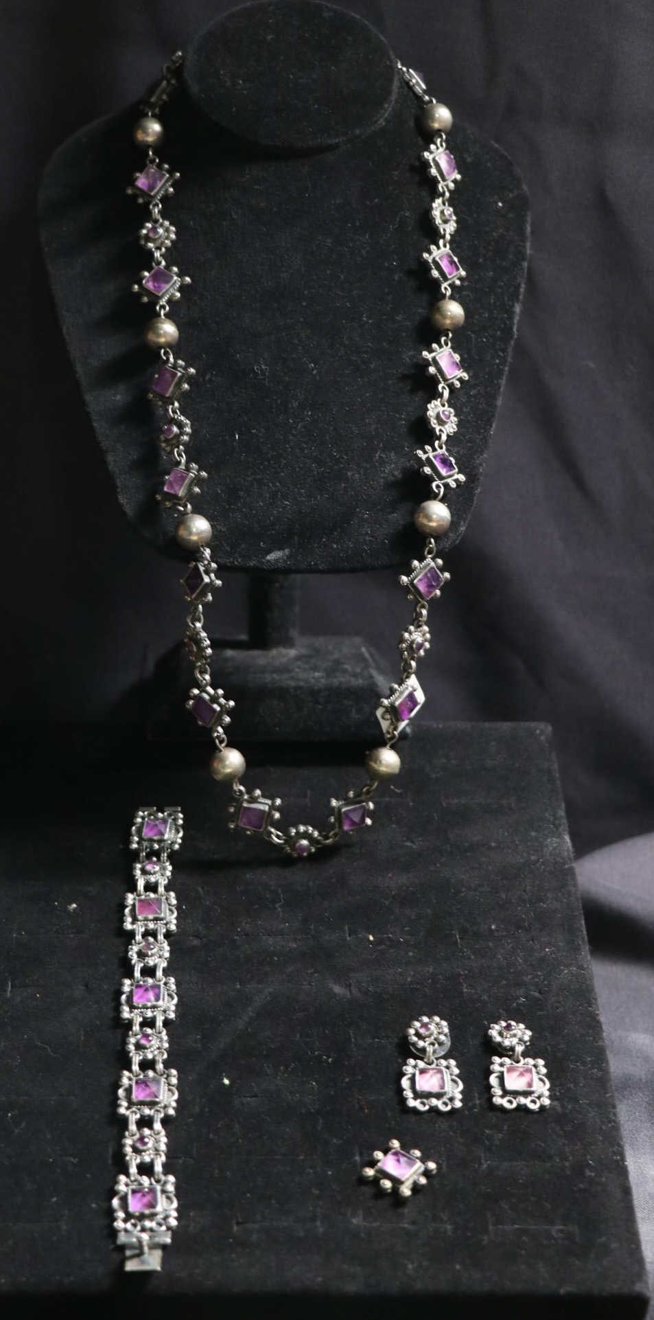 AMETHYST & STERLING SILVER THREE-PIECE SET (1 of 4)