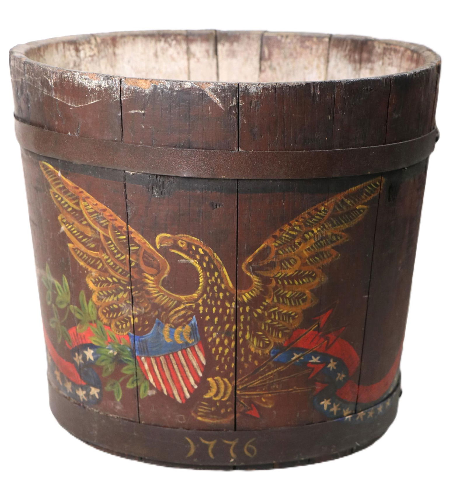 18th CENTURY AMERICAN WOODEN C"AMERICA" WOODEN BIN (1 of 4)