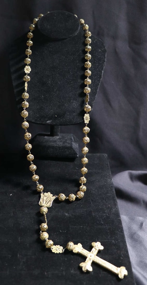 ROSARY BEADS WITH GOLD WASH CROSS (1 of 4)