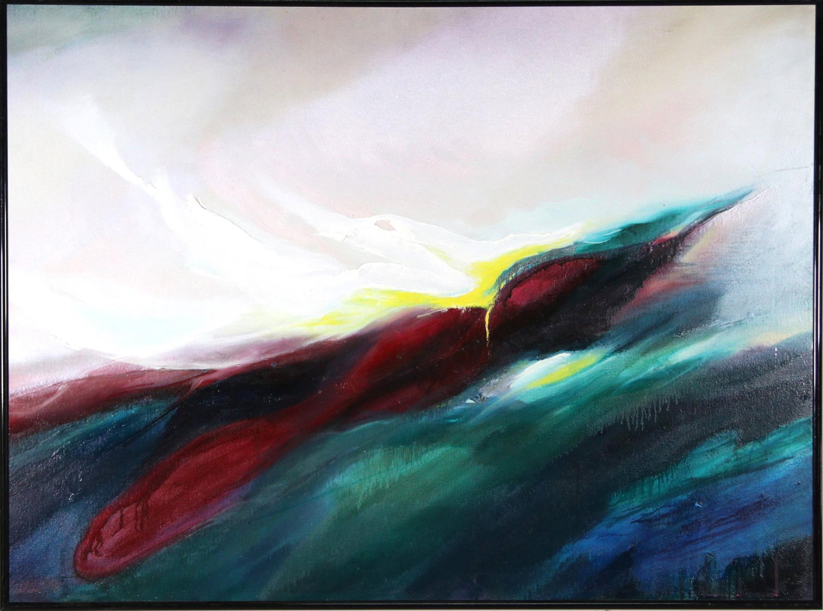 COLOR WAVE ABSTRACT PAINTING BY SU ALLEN: COLOR WAVE ABSTRACT PAINTING BY SU ALLEN. Height: 35.5 in. by Width: 47 in.