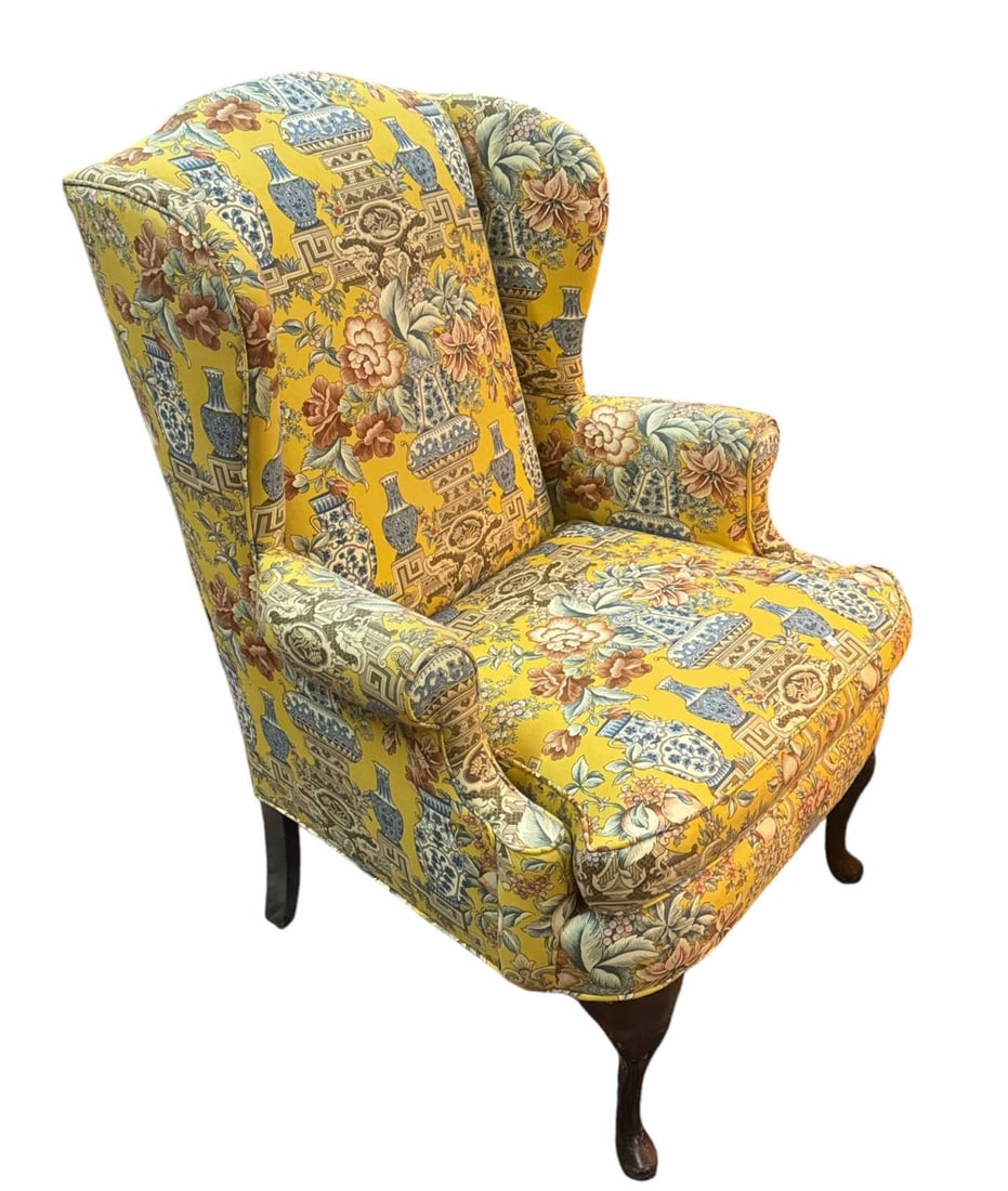 PAIR OF CHINTZ UPHOLSTERED WING CHAIRS (1 of 4)