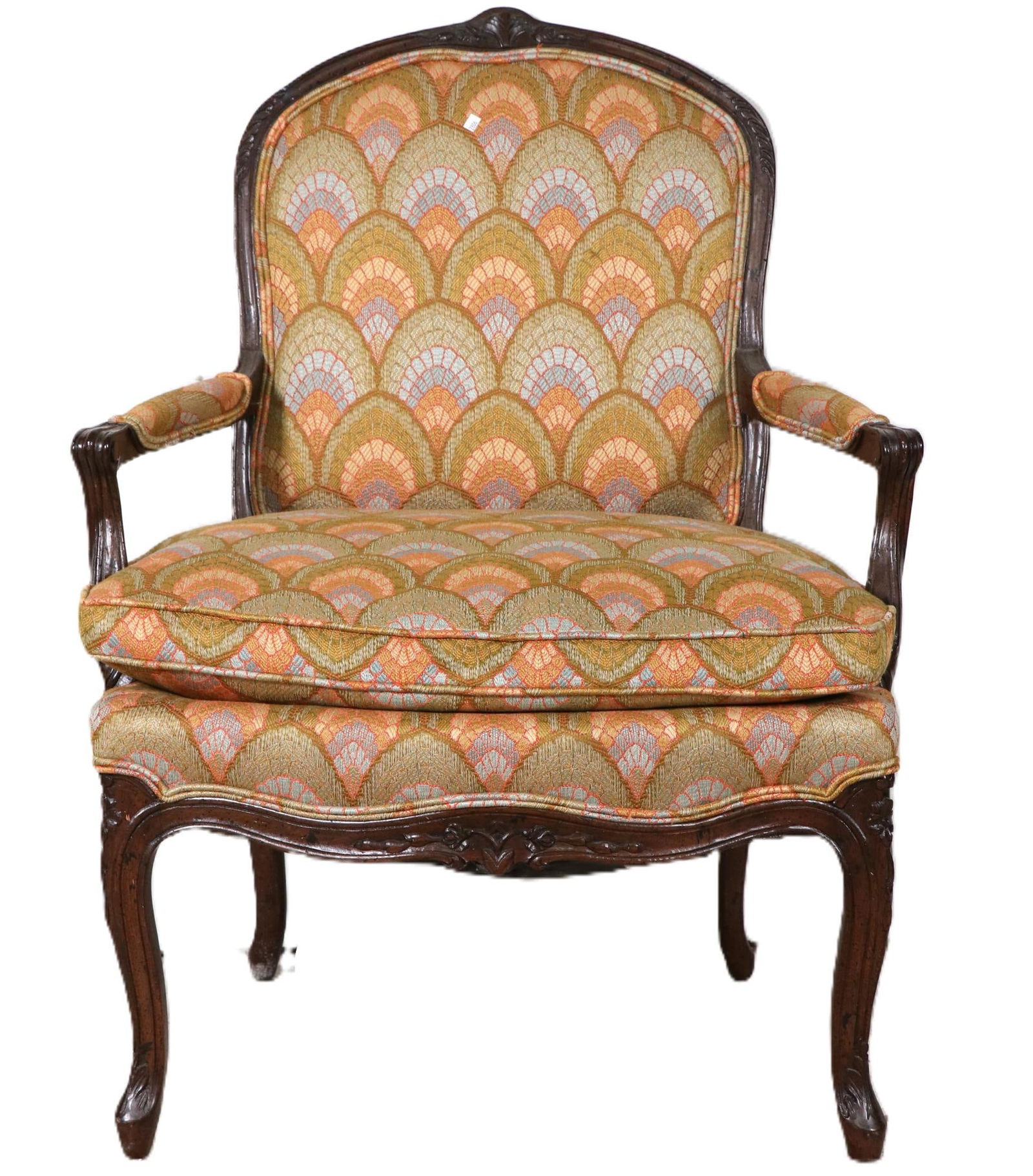 HENREDON FRENCH LOUIS XV STYLE ARMCHAIR: HENREDON FRENCH LOUIS XV STYLE ARMCHAIR. Height: 38 in. by Width: 26 in. by Depth: 26 in