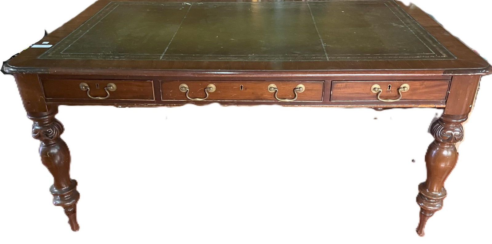 19th CENTURY ENGLISH MAHOGANY WRITING DESK. (1 of 6)