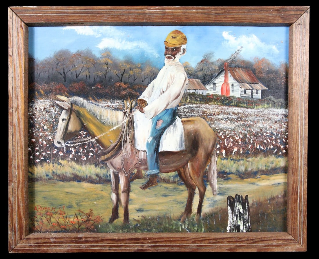 A. REYNOLDS OIL ON PANEL MAN ON HORSE (1 of 5)