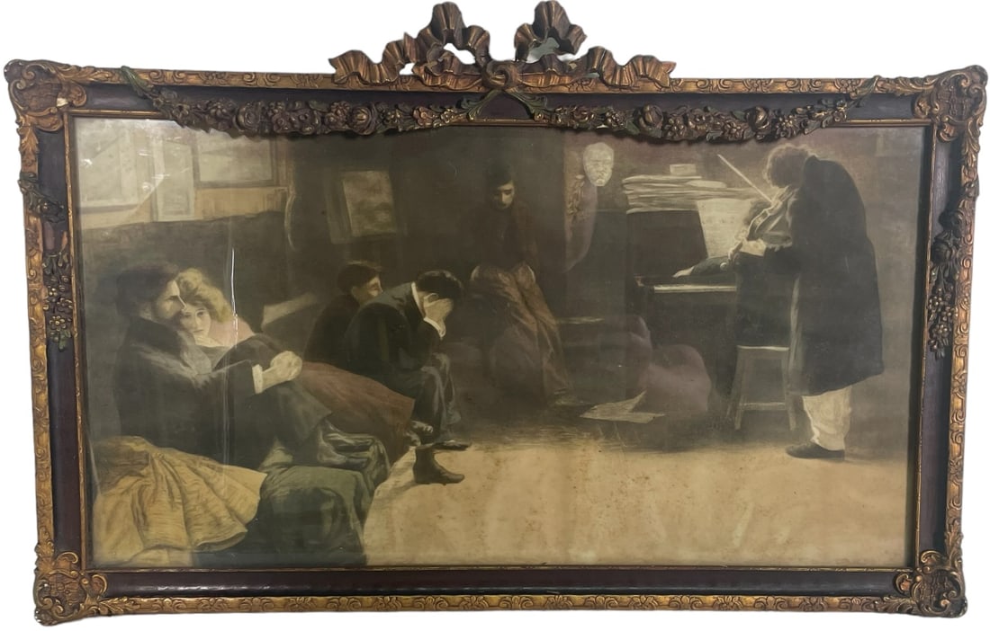 ETCHING BEETHOVEN PLAYING VIOLIN AFTER BALESTRIEI: ETCHING BEETHOVEN PLAYING VIOLIN AFTER BALESTRIEI Height: 28 in. by Width: 18 in. by Depth: 1