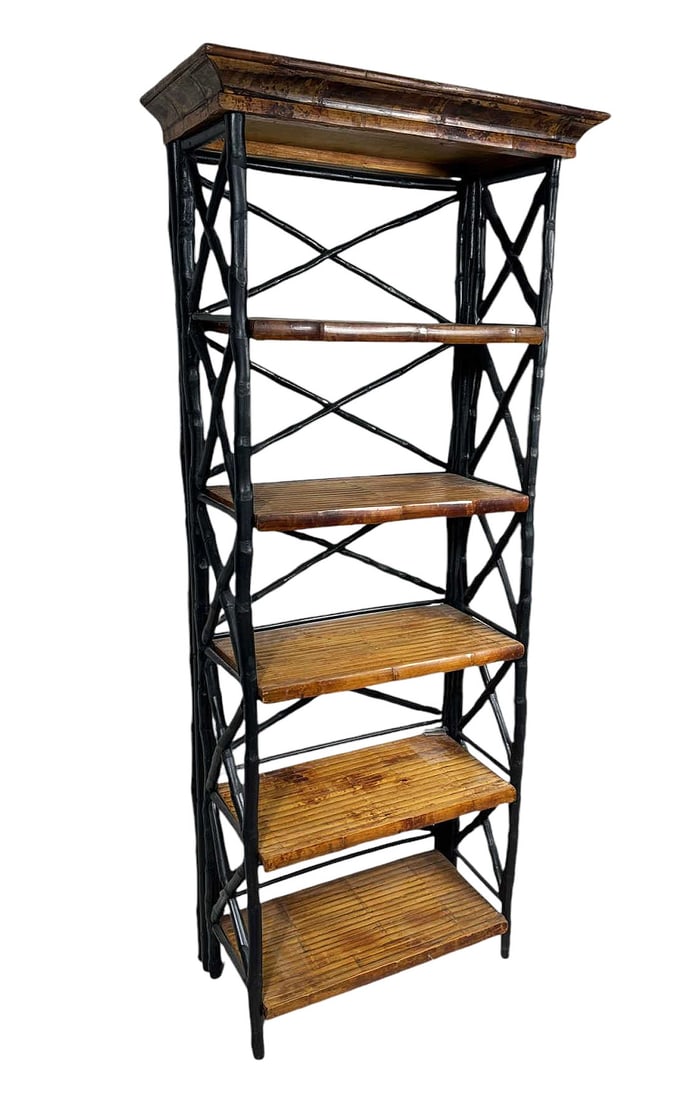 FAUX EBONIZED BAMBOO FIVE SHELF ETERGERE (1 of 2)