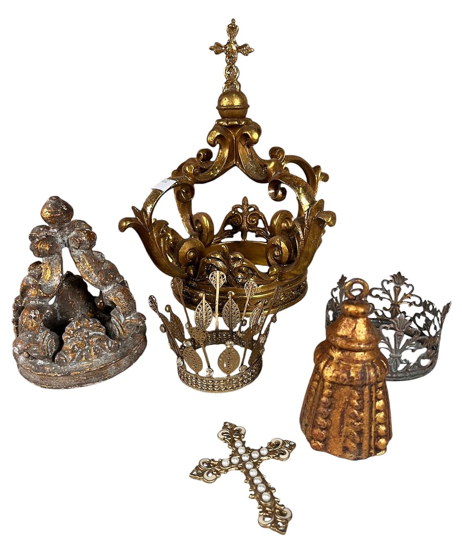 LOT OF SIX DECORATIVE CROWN PIECES (1 of 1)