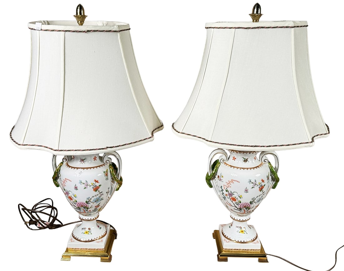 PAIR OF VINTAGE SPEER PORCELAIN TABLE LAMPS. Heigh (1 of 5)