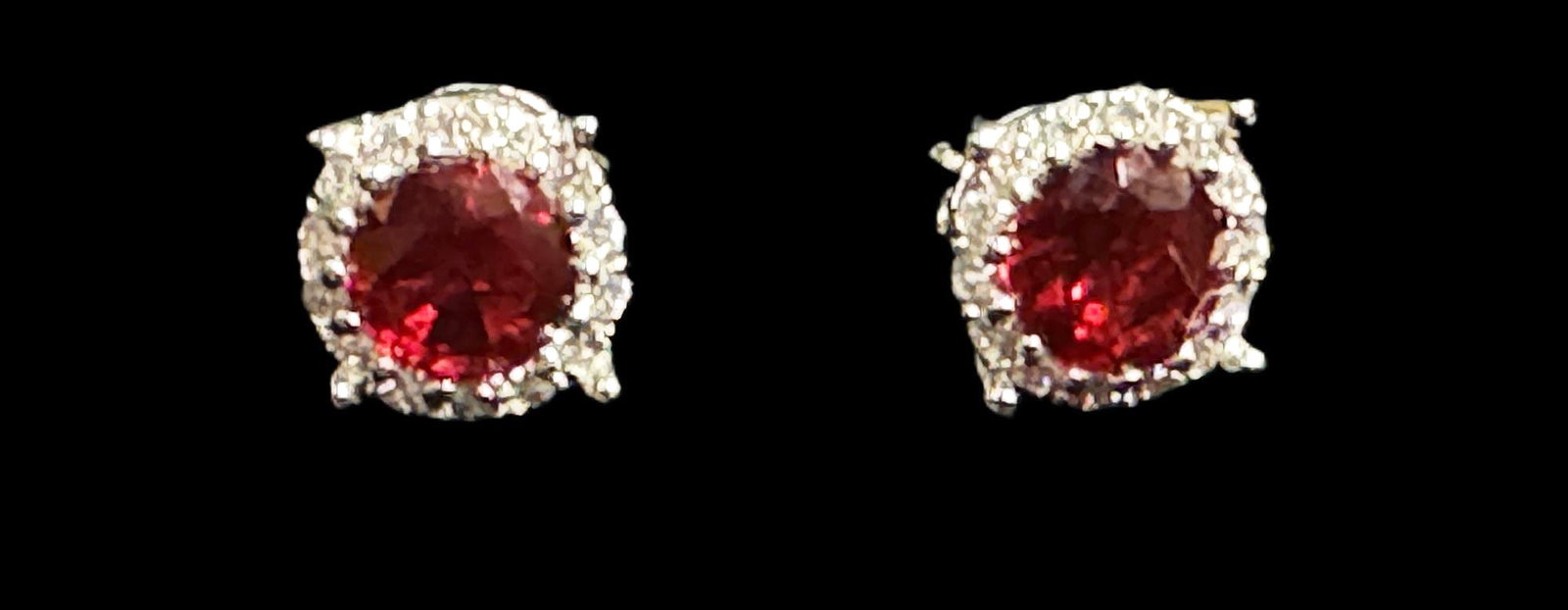 PAIR OF CZ RUBY AND CZ DIAMOND STUD EARRINGS (1 of 3)
