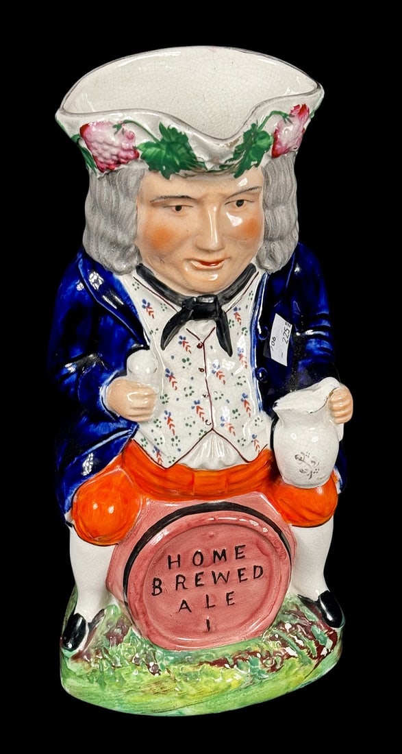 19th C. STAFFORDSHIRE TOBY JUG "HOME BREWED ALE" (1 of 2)
