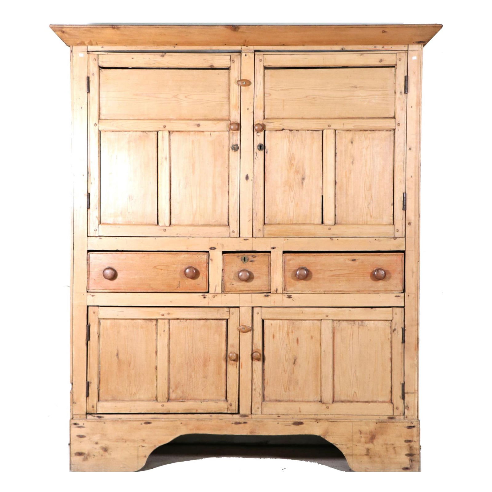 19TH C. ENGLISH FOUR DOOR PINE CABINET (1 of 5)