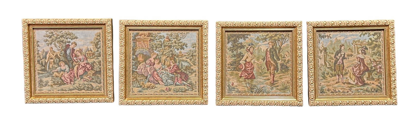 SET OF FOUR  FRAMED VINTAGE TAPESTRYS (1 of 6)