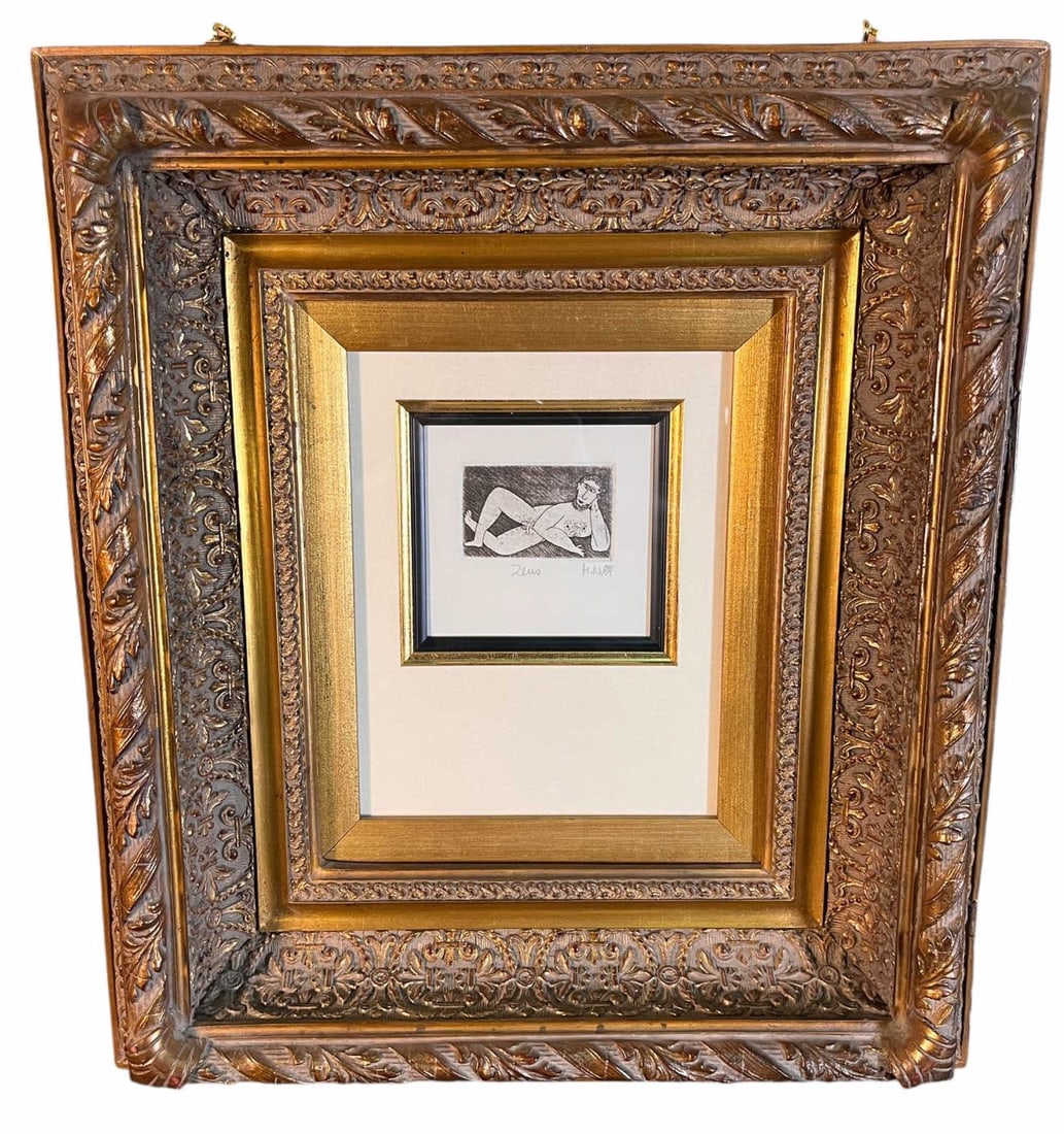 RECLINING NUDE ENGRAVING: RECLINING NUDE ENGRAVING. Height: 17 in. by Width: 18 in.