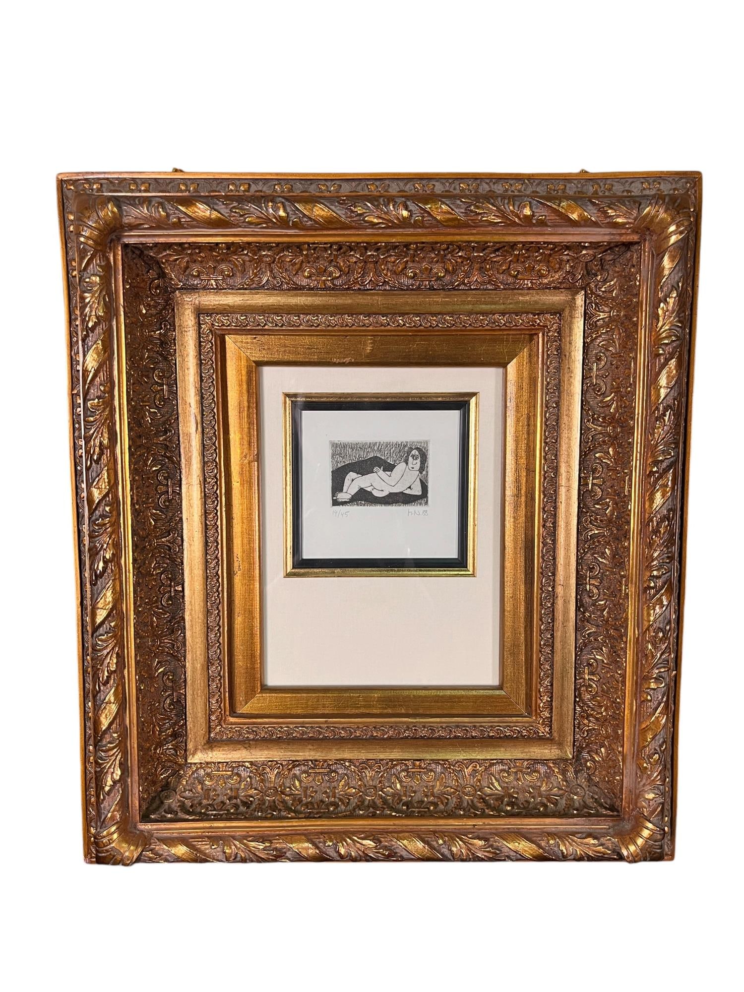 RECLINING NUDE ENGRAVING: RECLINING NUDE ENGRAVING. Height: 20 in. by Width: 17 in.