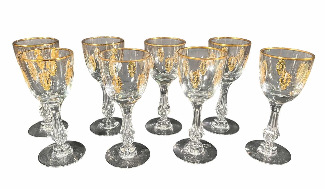 SET OF 8 PALAIS VERSAILLES BY TIFAN GOBLETS: SET OF 8 PALAIS VERSAILLES BY TIFAN FRANCISCAN WINE GOBLETS. Height: 6.5 in. by Width: 3 in. by Depth: 3 in.