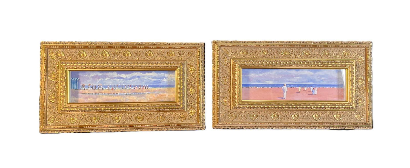 TWO CARLOS ALVARES BEACH SCENE WATERCOLORS (1 of 5)