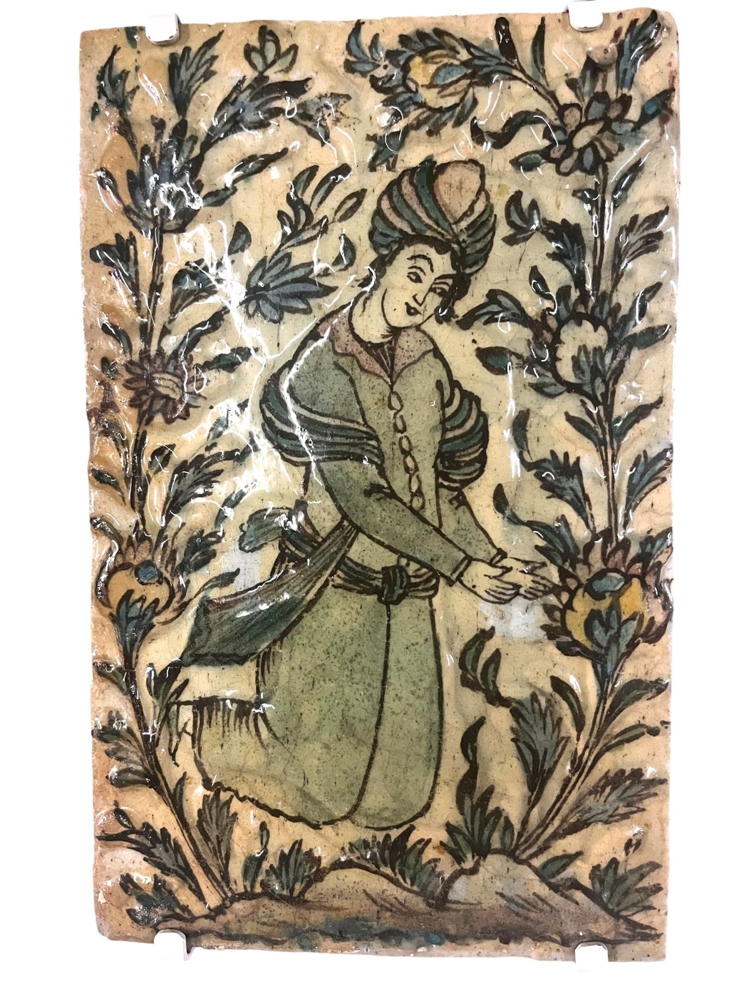 19th CENTURY PERSIAN CERAMIC TILE (1 of 3)