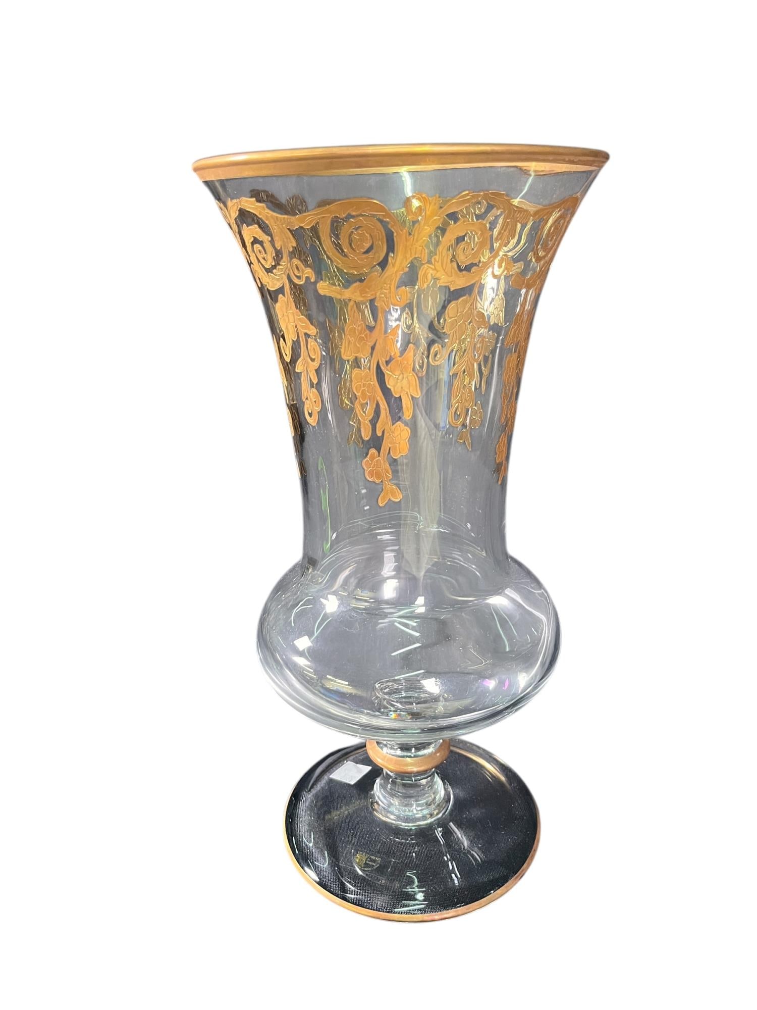 VETRI DI FIRENZE ITALY GLASS AND GILT VASE (1 of 2)