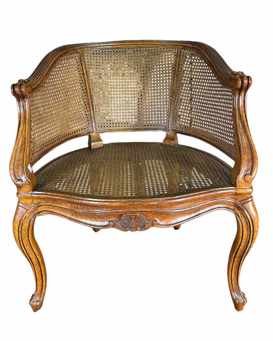 18TH C. FRENCH CARVED BERGERE DE BUREAU CHAIR (1 of 5)