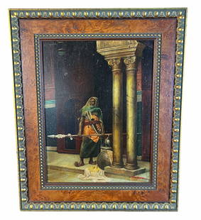 LUDWIG DEUTSCH, THE HAREM GUARD OIL ON CANVAS: LUDWIG DEUTSCH, THE HAREM GUARD OIL ON CANVAS. Height: 22 in. by Width: 17.5 in.
