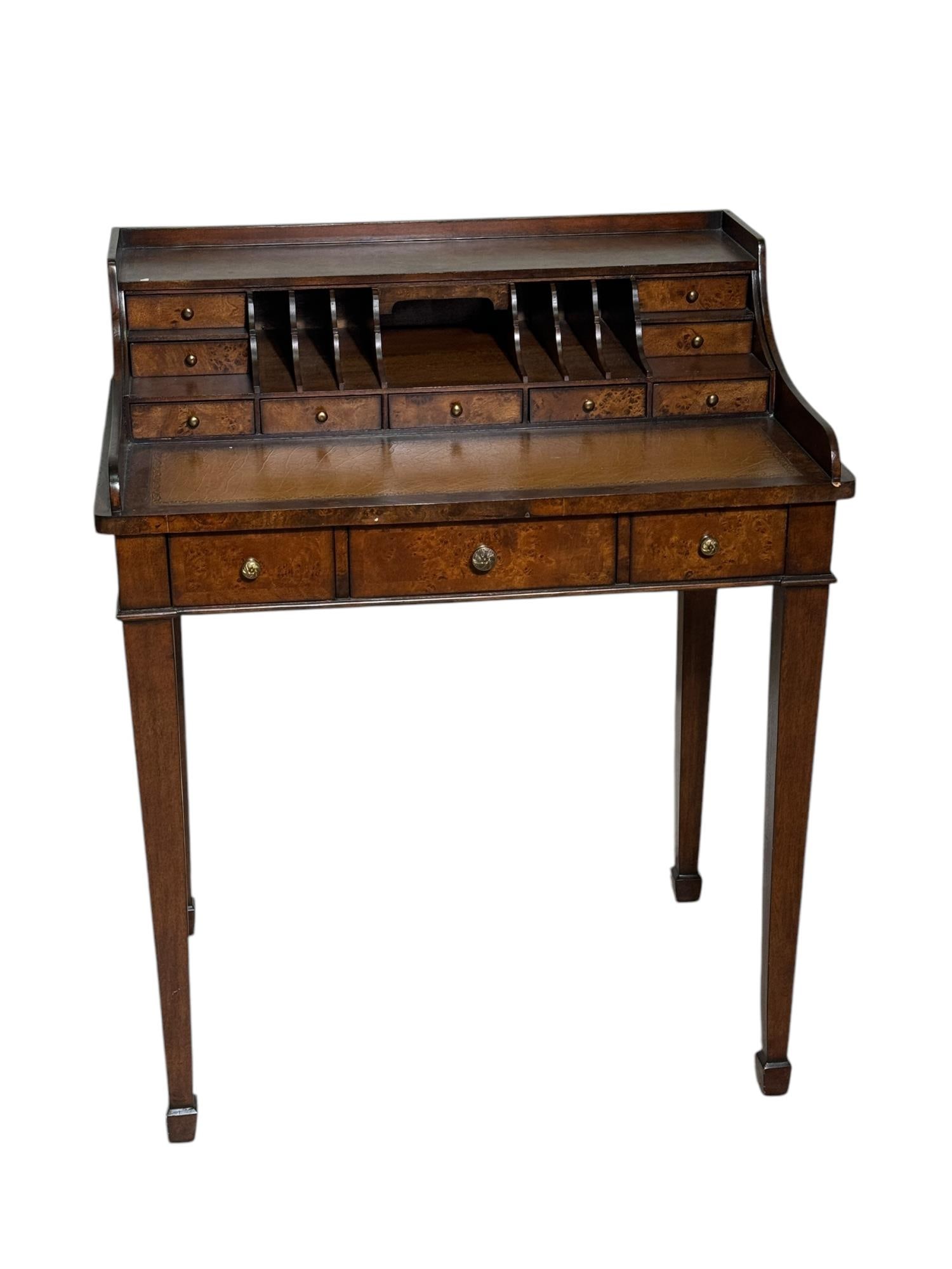 ETHAN ALLEN BURLED ELM WRITING DESK (1 of 6)